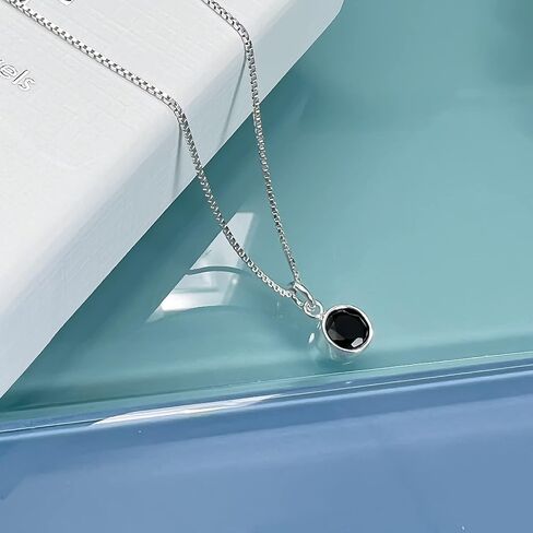 Tiny Black Onyx Disc Necklace, Sterling Silver Black Onyx Necklace, Layering Necklace (16 inches plus 2-inch extender) in Saudi Arabia