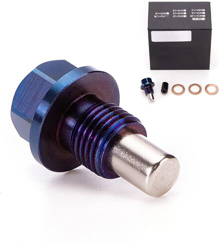 M12x1.5 قابس تصريف زيت المحرك من سبائك التيتانيوم مع مغناطيس النيوديميوم، غسالة سحق النحاس (M12x1.5) in Saudi Arabia
