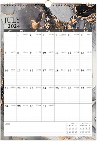 Calendar 2024-2025 - Wall Calendar 2024-2025, 12" x 17", July 2024 - December 2025, 2024-2025 Wall Calendar with Julian Dates - Black Waterink in Saudi Arabia
