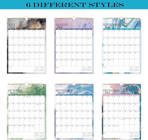 Calendar 2024-2025 - Wall Calendar 2024-2025, 12" x 17", July 2024 - December 2025, 2024-2025 Wall Calendar with Julian Dates - Black Waterink in Saudi Arabia