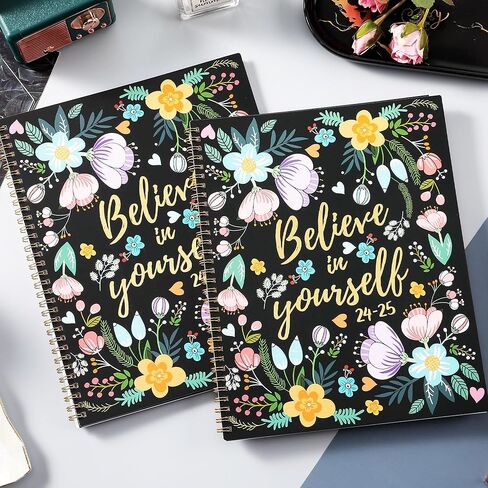 مخطط شهري 2024-2025 - مخطط شهري مع علامات تبويب وجيب، يوليو 2024 - ديسمبر 2025، 8.5 بوصة × 11 بوصة، 2024-2025 مخطط شهري مع جيب خلفي، ربط بسلك مزدوج - زهور in Kuwait