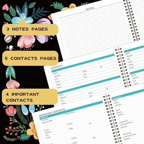 مخطط شهري 2024-2025 - مخطط شهري مع علامات تبويب وجيب، يوليو 2024 - ديسمبر 2025، 8.5 بوصة × 11 بوصة، 2024-2025 مخطط شهري مع جيب خلفي، ربط بسلك مزدوج - زهور in Kuwait