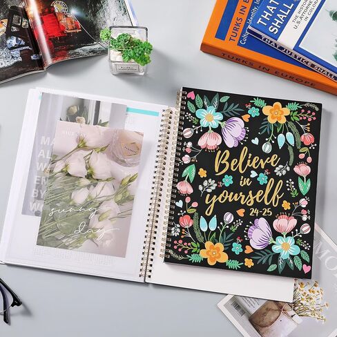 مخطط شهري 2024-2025 - مخطط شهري مع علامات تبويب وجيب، يوليو 2024 - ديسمبر 2025، 8.5 بوصة × 11 بوصة، 2024-2025 مخطط شهري مع جيب خلفي، ربط بسلك مزدوج - زهور in Kuwait