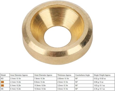 50 قطعة M3 ~ M6 باستخدام الحاسب الآلي النحاس النقي غاطسة المسمار غسالة طوقا رئيس مسطح الإمدادات الصناعية (M4) غسالات غاطسة سبائك الألومنيوم المسمار تثبيت أجزاء طوقا الاحتفاظ الدائري in Kuwait