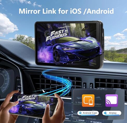 شاشة Apple Carplay & Android Auto محمولة مقاس 7 بوصات للسيارة، شاشة لمس لاسلكية لتشغيل السيارة، ملاحة GPS، وصلة مرآة، بلوتوث، لجميع المركبات in Kuwait