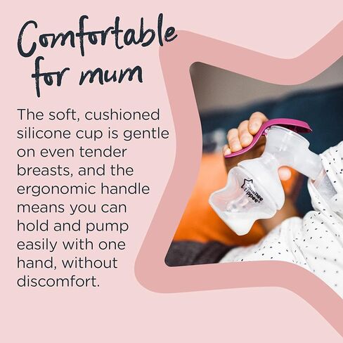 Tommee Tippee Made for Me Single Manual Breast Pump | Soft, Cushioned Silicone Cup | Reduced Hand Strain in Saudi Arabia