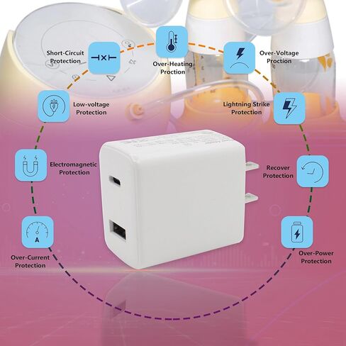 محول تيار متردد/تيار مستمر 9 فولت، شاحن سلك طاقة USB C لمضخة الثدي Ameda 9 فولت (كابل USB C مع محول تيار متردد 9 فولت) in Kuwait