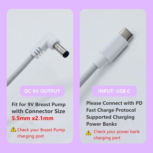 AC/DC 9V Adapter USB C Power Cord Charger for Ameda 9V Breast Pump (USB C Cable W/AC ADAPTE 9V) in Saudi Arabia