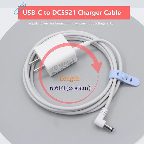 محول تيار متردد/تيار مستمر 9 فولت، شاحن سلك طاقة USB C لمضخة الثدي Ameda 9 فولت (كابل USB C مع محول تيار متردد 9 فولت) in Kuwait