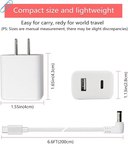 محول تيار متردد/تيار مستمر 9 فولت، شاحن سلك طاقة USB C لمضخة الثدي Ameda 9 فولت (كابل USB C مع محول تيار متردد 9 فولت) in Kuwait