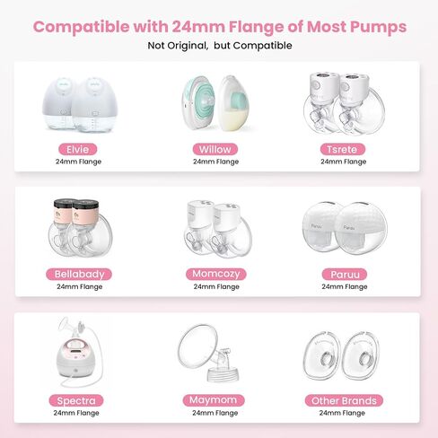 Flange Inserts 17mm(8PCS) & Nipple Ruler & Cleaning Brush, 3 in 1 Flange Sizing Kit, Silicone Flange Insert Kit for 24mm Most Pumps, Breast Pump Replacement Accessories in Saudi Arabia