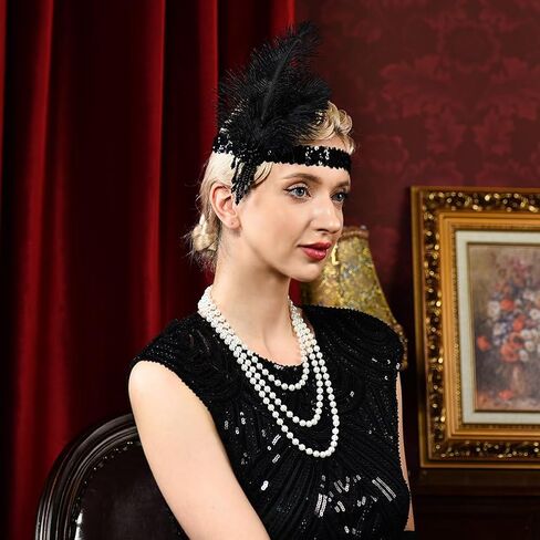 1920s فلابر عقال 20s ريشة غاتسبي العظيم خوذة إكسسوارات الشعر للنساء in Kuwait