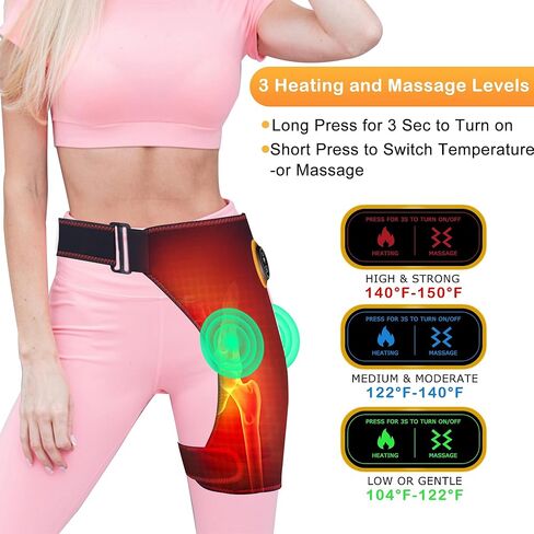 وسادة تسخين الورك - وسادة تسخين لتخفيف آلام الورك وعرق النسا - جهاز فعال لتخفيف آلام الورك، 3 درجات حرارة اهتزاز قابلة للتعديل in Kuwait