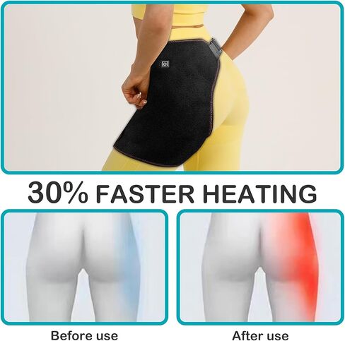 وسادة تسخين الورك - وسادة تسخين لتخفيف آلام الورك وعرق النسا - جهاز فعال لتخفيف آلام الورك، 3 درجات حرارة اهتزاز قابلة للتعديل in Kuwait
