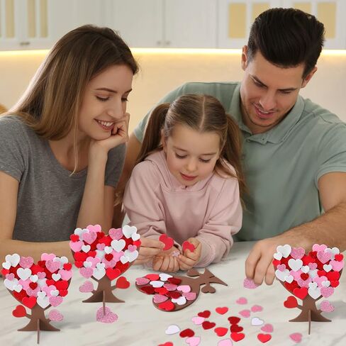 362 Pieces Love Heart Tree Foam Stickers DIY Craft Set 12 Pieces Heart Tree and 350 Pieces Valentine's Day Self-Adhesive Foam Heart for Valentine's Day Wedding Mother's Day Home Decor in Saudi Arabia