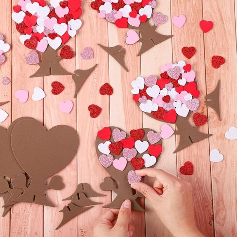 362 Pieces Love Heart Tree Foam Stickers DIY Craft Set 12 Pieces Heart Tree and 350 Pieces Valentine's Day Self-Adhesive Foam Heart for Valentine's Day Wedding Mother's Day Home Decor in Saudi Arabia