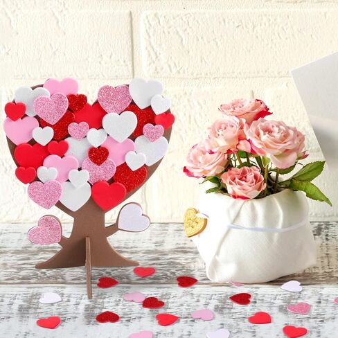 362 Pieces Love Heart Tree Foam Stickers DIY Craft Set 12 Pieces Heart Tree and 350 Pieces Valentine's Day Self-Adhesive Foam Heart for Valentine's Day Wedding Mother's Day Home Decor in Saudi Arabia