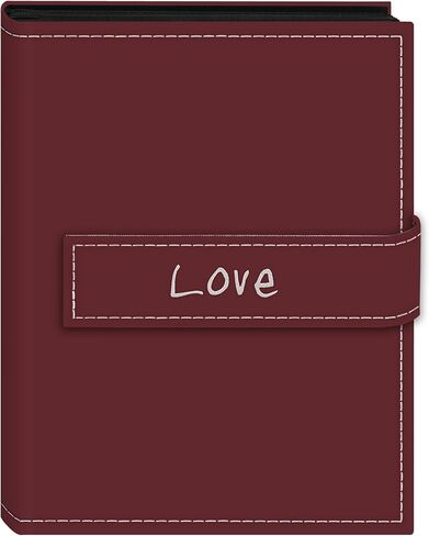 Pioneer Photo Albums EXP-46/BL 36-Pocket 4 by 6-Inch Embroidered "Love" Strap Sewn Leatherette Cover Photo Album, Mini, Burgundy in Saudi Arabia