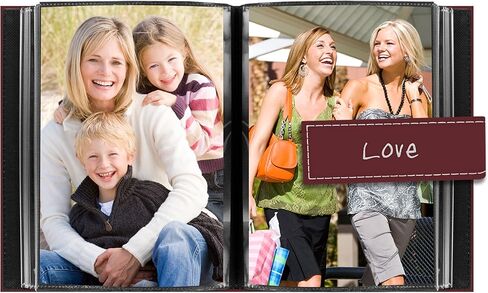 Pioneer Photo Albums EXP-46/BL 36-Pocket 4 by 6-Inch Embroidered "Love" Strap Sewn Leatherette Cover Photo Album, Mini, Burgundy in Saudi Arabia
