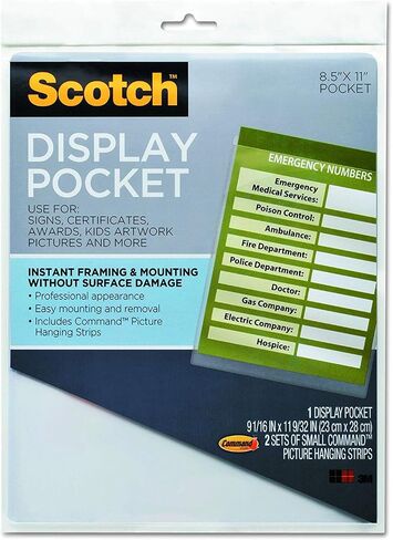 Display Pocket, Removable Interlocking Fasteners, Plastic, 8-1/2 x 11, Clear, Sold as 1 Each, 6PACK , Total 6 Each in Saudi Arabia