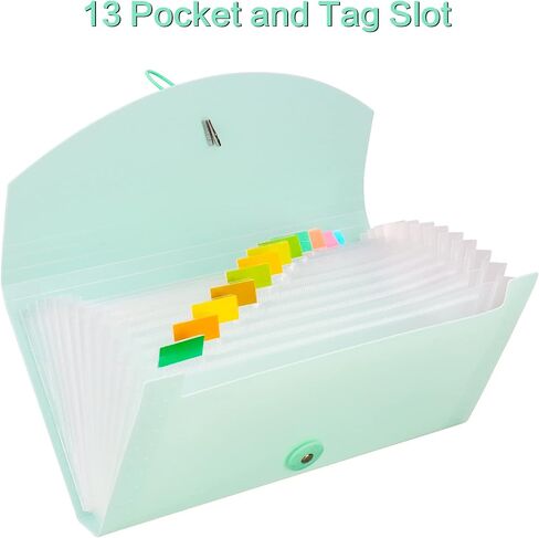 Oak-Pine 13 Pocket Receipt Folder/Expanding Coupon Currency Organizer with Label/Plastic Check Bill File Storage/Small Accordion Card Ticket Holder Wallet for Office Home (Claret) in Saudi Arabia