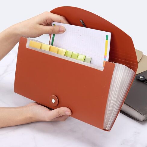 Oak-Pine 13 Pocket Receipt Folder/Expanding Coupon Currency Organizer with Label/Plastic Check Bill File Storage/Small Accordion Card Ticket Holder Wallet for Office Home (Claret) in Saudi Arabia