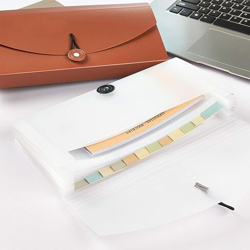 Oak-Pine 13 Pocket Receipt Folder/Expanding Coupon Currency Organizer with Label/Plastic Check Bill File Storage/Small Accordion Card Ticket Holder Wallet for Office Home (Claret) in Saudi Arabia
