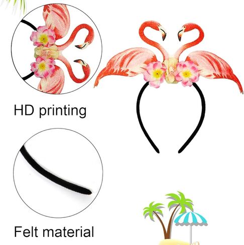 مجموعة رأس حفلات هاواي، طوق شعر صيفي للشاطئ مع شجرة النخيل اللامعة، تصميم فلامنغو والأناناس والصبار، عصابة رأس استوائية، 4 قطع متعددة الألوان in Kuwait