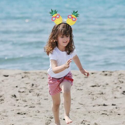 مجموعة رأس حفلات هاواي، طوق شعر صيفي للشاطئ مع شجرة النخيل اللامعة، تصميم فلامنغو والأناناس والصبار، عصابة رأس استوائية، 4 قطع متعددة الألوان in Kuwait