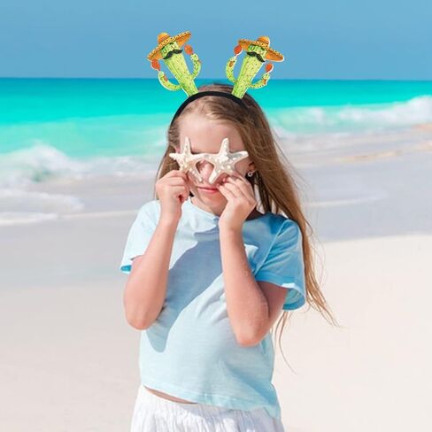 مجموعة رأس حفلات هاواي، طوق شعر صيفي للشاطئ مع شجرة النخيل اللامعة، تصميم فلامنغو والأناناس والصبار، عصابة رأس استوائية، 4 قطع متعددة الألوان in Kuwait