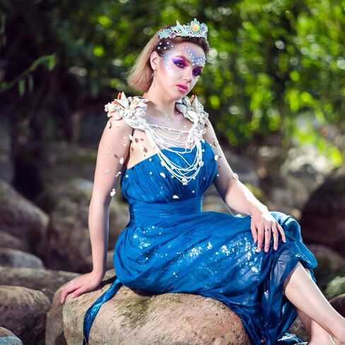 CIEHER حورية البحر تاج أزرق شل تاج حورية البحر تيارا لحورية البحر زي حورية البحر زينة عيد الميلاد in Kuwait