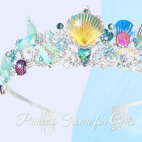 CIEHER حورية البحر تاج أزرق شل تاج حورية البحر تيارا لحورية البحر زي حورية البحر زينة عيد الميلاد in Kuwait