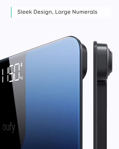 eufy من Anker، مقياس ذكي P1 مع بلوتوث، مقياس دهون الجسم، ميزان حمام رقمي لاسلكي، 14 قياسًا، الوزن/دهون الجسم/مؤشر كتلة الجسم، تحليل تكوين الجسم للياقة البدنية، أسود/أبيض، رطل/كجم. in Kuwait
