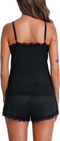 ENJOYNIGHT Women's Pajamas Set Sexy Lace Trim PJS Set Print Cami Top and Shorts Sleepwear in Saudi Arabia