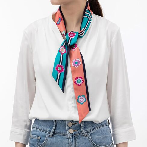 100% Mulberry Silk Ribbon Scarf for Women, Digital Printed Silk Scarf for Hair Wrap, Silk Neck Scarf Headscarf in Saudi Arabia