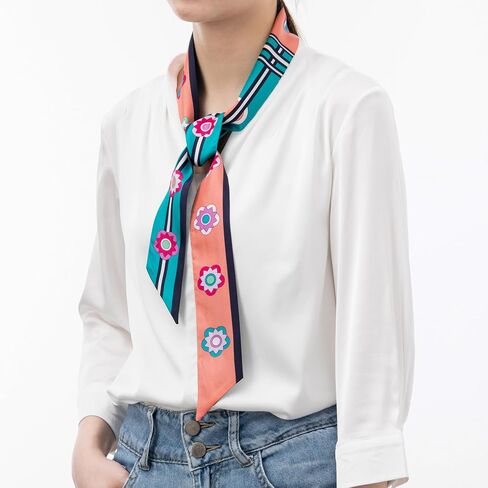 100% Mulberry Silk Ribbon Scarf for Women, Digital Printed Silk Scarf for Hair Wrap, Silk Neck Scarf Headscarf in Saudi Arabia