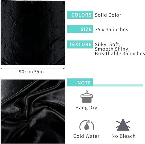 Qianyu 35 Inches Large Square Satin Head Scarf Silk Feeling Hair Scarf Wrapping Square Hair Bandanas Large Satin Silk Like Neck Scarf Sleeping Head Wraps for Womens and Girls at Night in Saudi Arabia