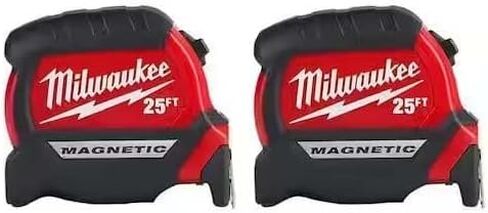 Milwaukee 25 ft. x 1-1/16 in. Compact Magnetic Tape Measure with 15 ft. Reach (2-Pack)… in Saudi Arabia