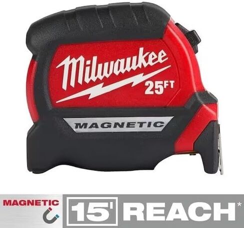Milwaukee 25 ft. x 1-1/16 in. Compact Magnetic Tape Measure with 15 ft. Reach (2-Pack)… in Saudi Arabia
