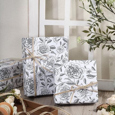 WRAPAHOLIC Kraft Wrapping Paper Roll - Mini Roll - 17 Inch x 33 Feet - Eucalyptus Leaves Design for Birthday, Party, Baby Shower in Saudi Arabia