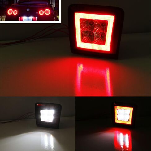 iJDMTOY OEM Red Lens LED Rear Fog Light Kit Compatible With 2013-17 Juke & 2017-up Sentra Nismo Version ONLY, Powered by Red LED as Brake/Rear Fog & White LED as Backup Reverse Lamp in Saudi Arabia