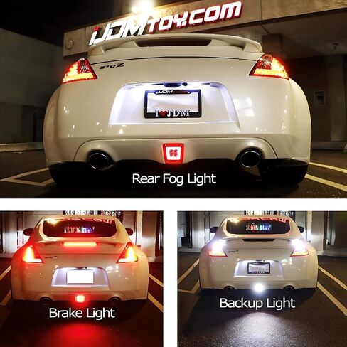 iJDMTOY OEM Red Lens LED Rear Fog Light Kit Compatible With 2013-17 Juke & 2017-up Sentra Nismo Version ONLY, Powered by Red LED as Brake/Rear Fog & White LED as Backup Reverse Lamp in Saudi Arabia