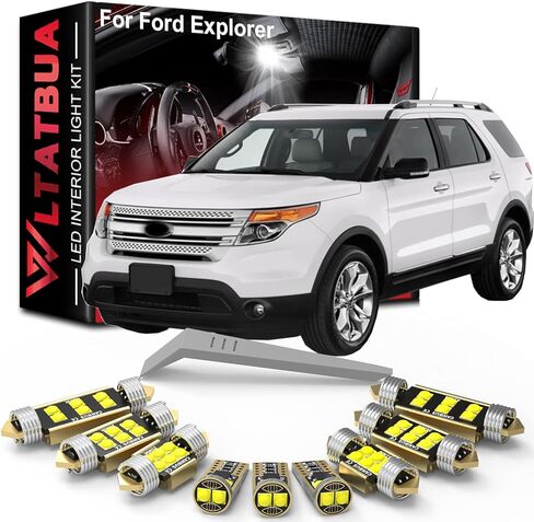 مجموعة أدوات الإضاءة الداخلية LED بديلة لسيارة Ford Explorer 2011 إلى 2015 2016 2017 2018 2019 2020 2021 2022، مصابيح لوحة ترخيص بيضاء فائقة السطوع 6000K + أداة تثبيت in Kuwait