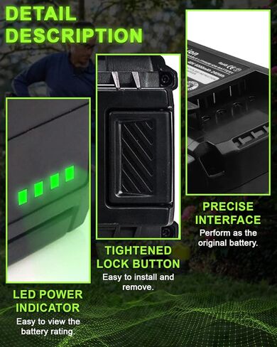 OP4026 6000mAh Replacement for Ryobi 40V Battery 6Ah Compatible with Ryobi 40V Lithium Battery OP40602 OP40601 OP4060A1 OP4026A OP4075A OP4050A OP40201 OP4040 OP40404 OP401 with LED Indicator(Green) in Kuwait