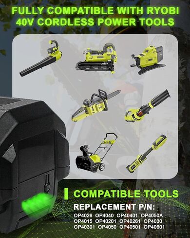 OP4026 6000mAh Replacement for Ryobi 40V Battery 6Ah Compatible with Ryobi 40V Lithium Battery OP40602 OP40601 OP4060A1 OP4026A OP4075A OP4050A OP40201 OP4040 OP40404 OP401 with LED Indicator(Green) in Kuwait