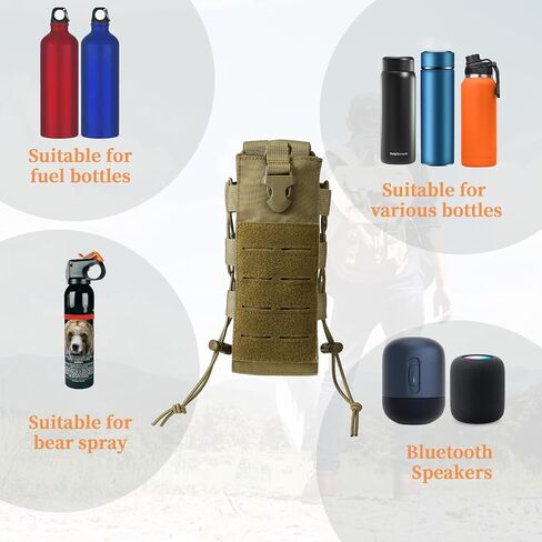 Water Bottle Pouch Tactical Bottle Pouch Carrier for Travel Hiking Cycling Outdoor Sport(Brown) in Saudi Arabia