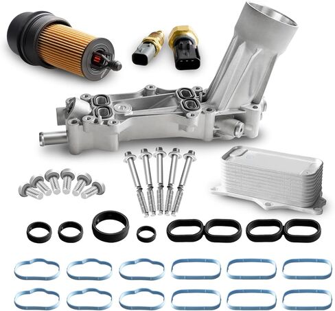 مجموعة مبرد زيت المحرك المطورة من الألومنيوم مع غطاء فلتر الزيت المتوافق مع كرايسلر دودج جيب ورام روتان يستبدل 926-959 68105583AA، 68105583AB (AC AD AE AF) 5184294AE in Kuwait