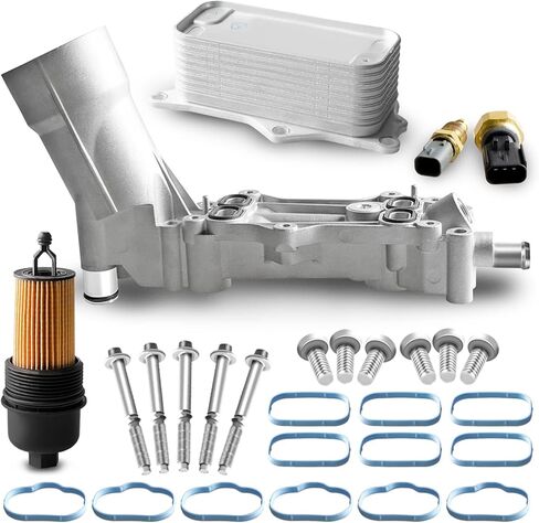 مجموعة مبرد زيت المحرك المطورة من الألومنيوم مع غطاء فلتر الزيت المتوافق مع كرايسلر دودج جيب ورام روتان يستبدل 926-959 68105583AA، 68105583AB (AC AD AE AF) 5184294AE in Kuwait