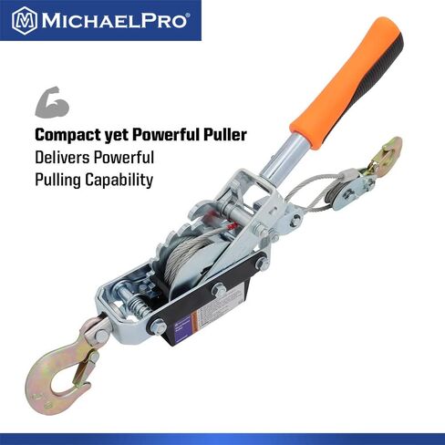 MichaelPro MP009086 1-Ton Power Hand Winch Puller | Winch Puller for Motor Hoisting, Shafts and Gears, Vehicle Recovery, Stretching Wire and Fences, Comes with Carrying Case in Saudi Arabia