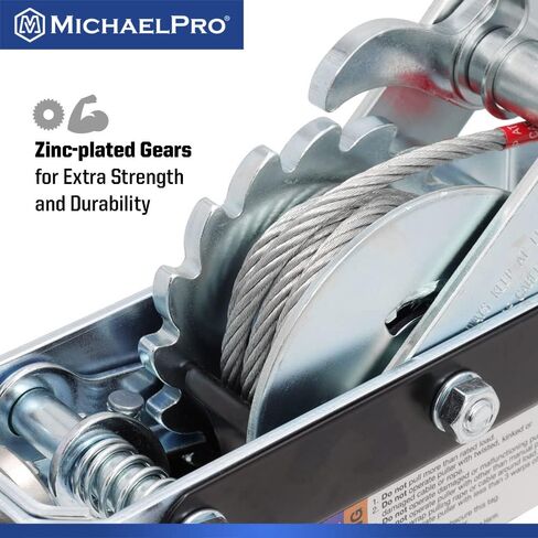 MichaelPro MP009086 1-Ton Power Hand Winch Puller | Winch Puller for Motor Hoisting, Shafts and Gears, Vehicle Recovery, Stretching Wire and Fences, Comes with Carrying Case in Saudi Arabia